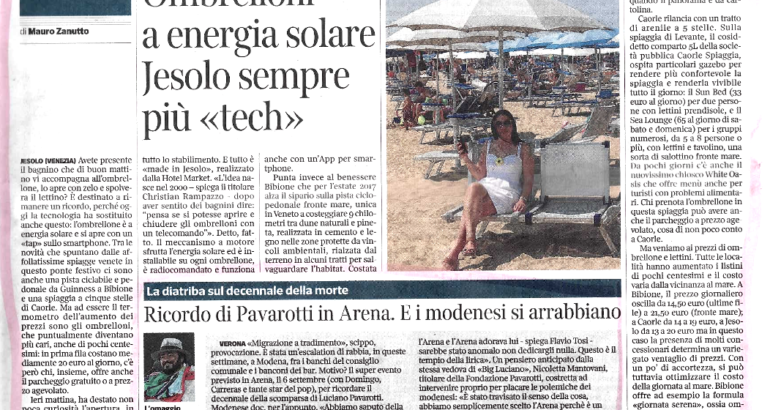 Ombrelloni a energia solare: Jesolo sempre più “tech”